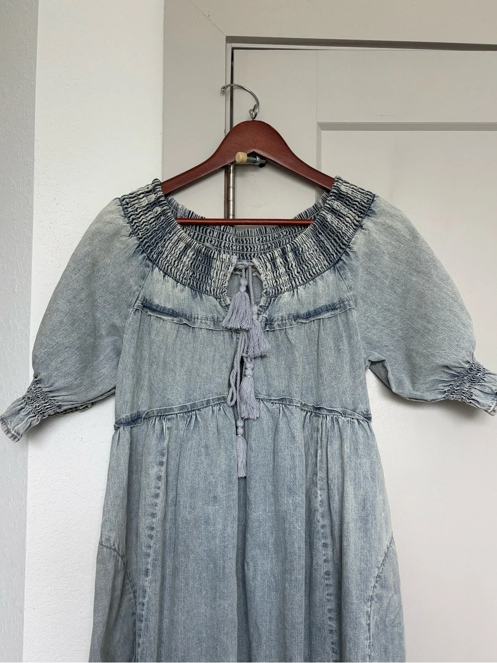 FREE PEOPLE ONE AND ONLY MAXI DRESS LIGHT DENIM BLUE WOMENS XS